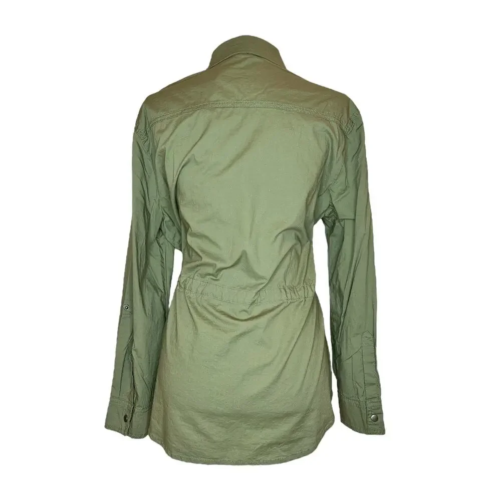 Women's Utility Jacket Green Size 12 Cotton Long Sleeve Khaki NWT Coco Y Club